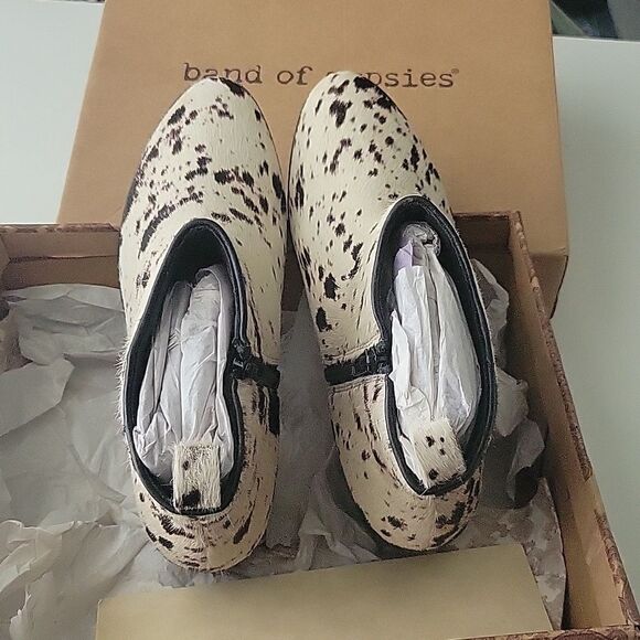 $278 NEW BAND OF GYPSIES THE FREE RODEO OFF WHITE BLACK BOOTS BOOTIES 9 9.5 NWT - Picture 9 of 13